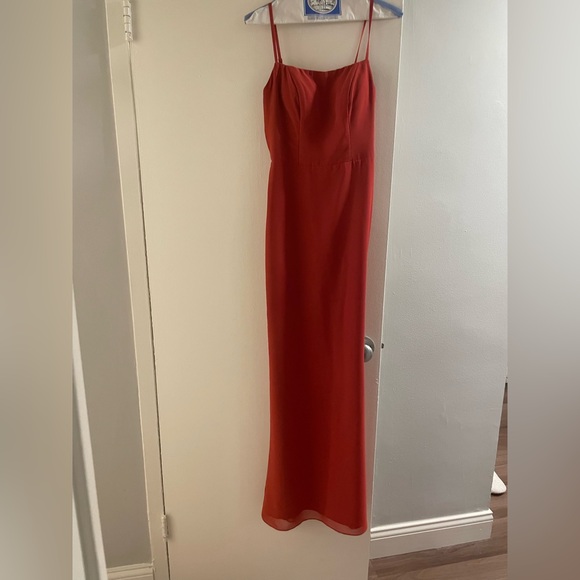 Azazie Dress in Rust, Floor Length, Chiffon - Size A0. - Picture 2 of 3